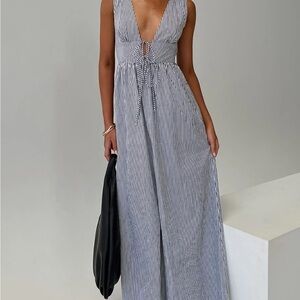 Princess Polly Black and White Striped Maxi Dress